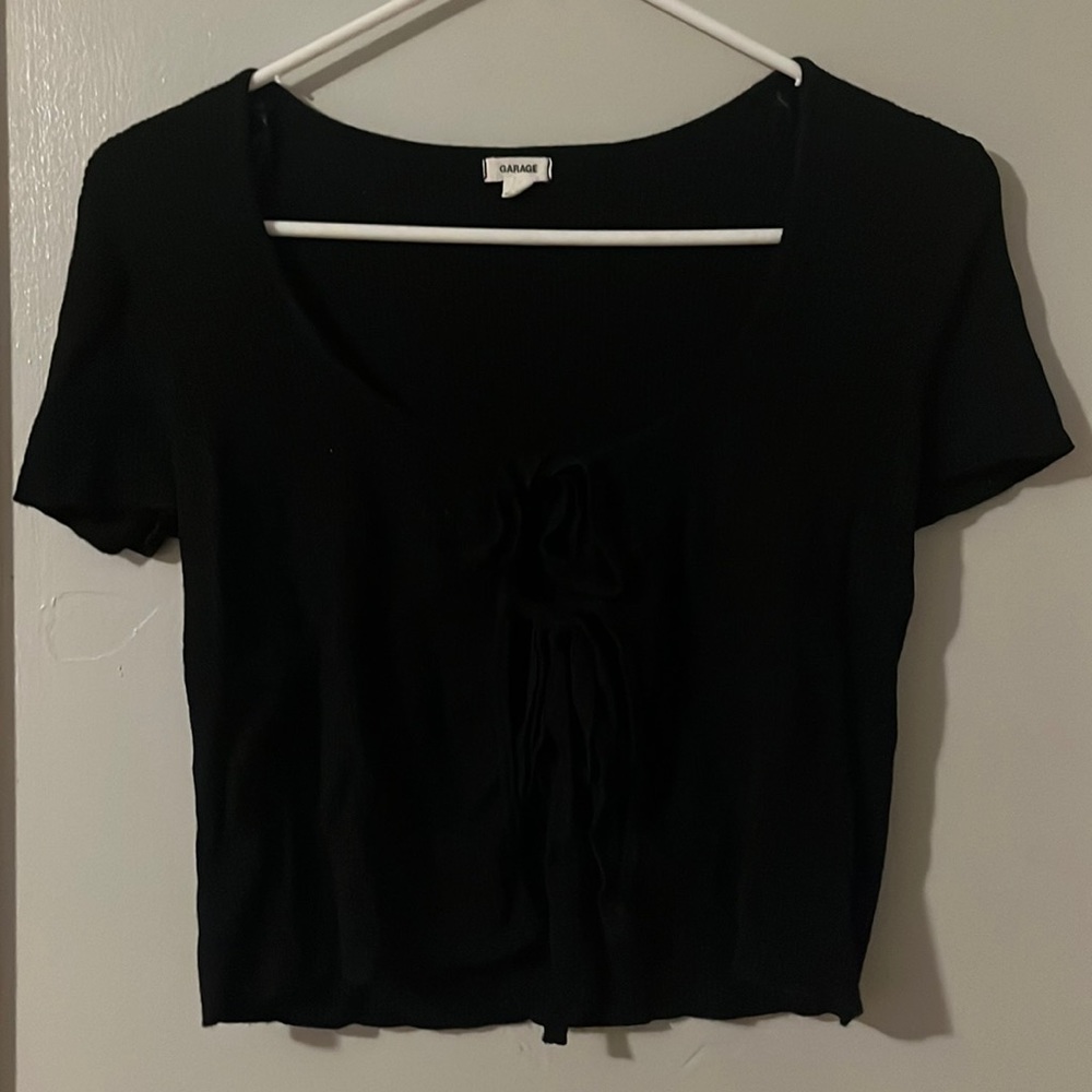 Black tie in front shirt
